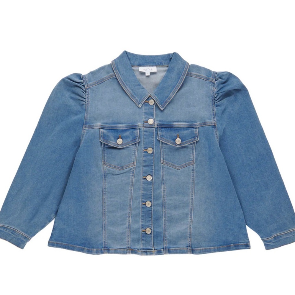 Denim Jacket with pouf sleeves